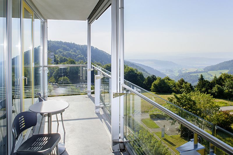 Sicht von Balkon Patientenzimmer